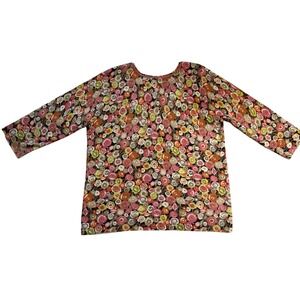 Sigrid Olsen Woman 1X Floral Print Button Front Cardigan Sweater Multi SilkBlend